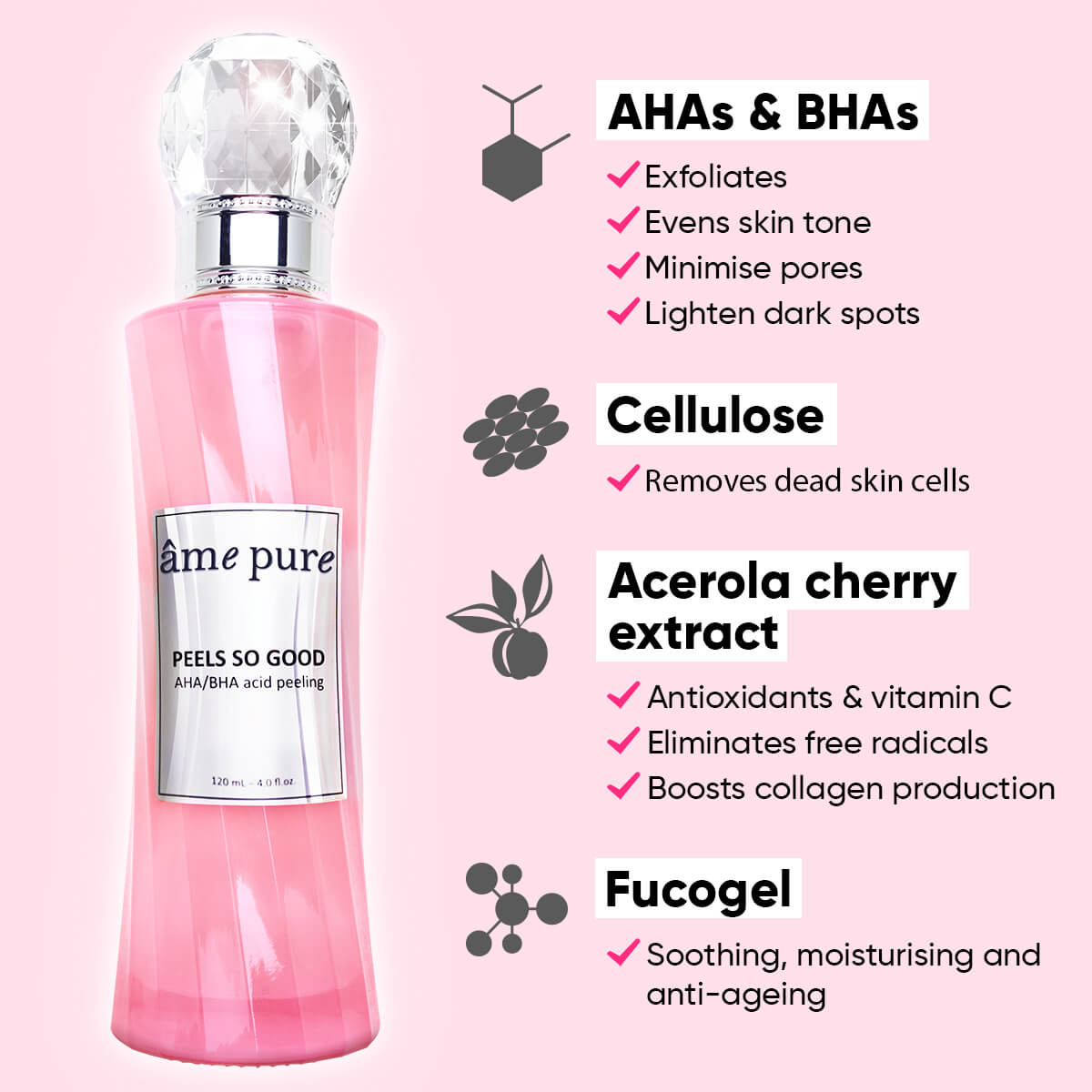ame pure peels so good, chemical peeling, chemical peel,  aha, bha, fruit a cid, smooth skin peelilng, enyzme scrub, oily skin, acne removal