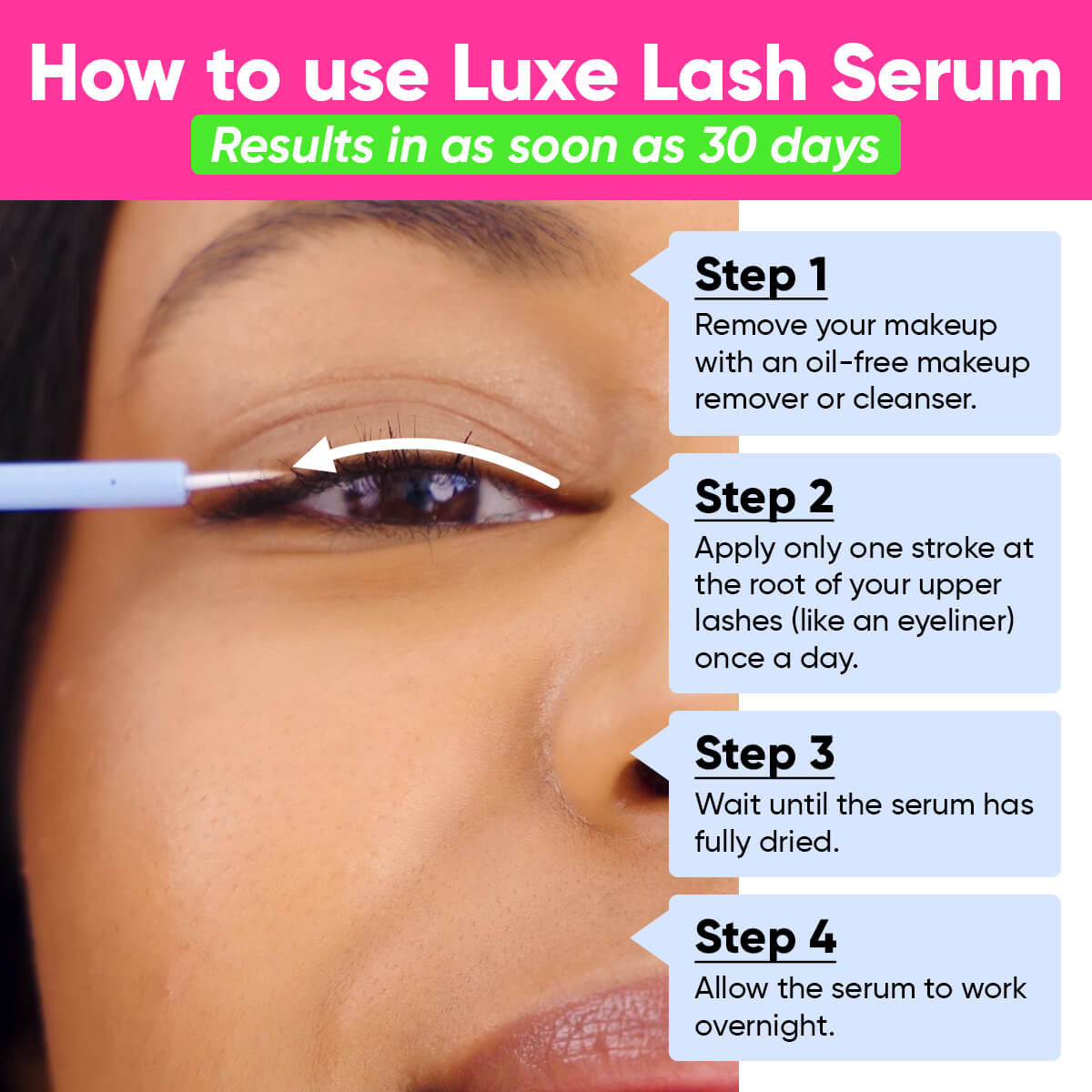 ame pure luxe lash serum, lash serum, lash enhancer, lash growth, lash extension, longer lashes, long lashes, luxelash